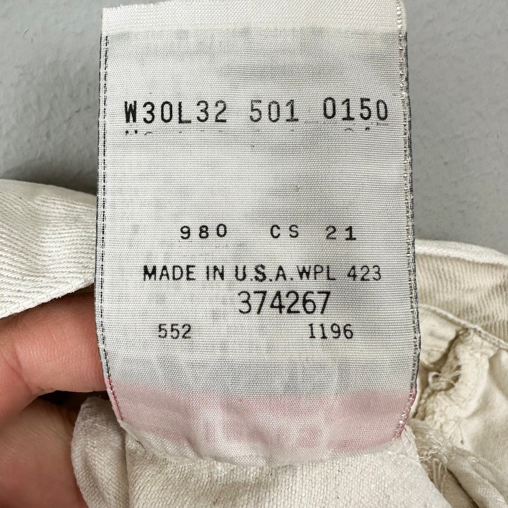 Levi's 501 Jeans Mens 30x32 Ivory Vintage 90s Made in USA Straight Leg Denim - Picture 6 of 12